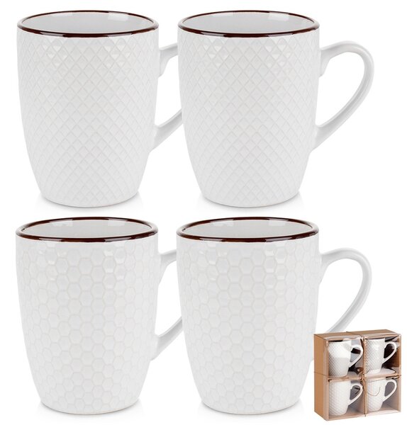 Set 4 căni ceramice albe Vilde - capacitate 400 ml, porțelan rezistent, design minimalist
