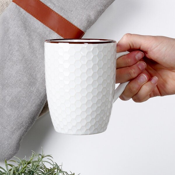 Set 4 căni ceramice albe Vilde - capacitate 400 ml, porțelan rezistent, design minimalist