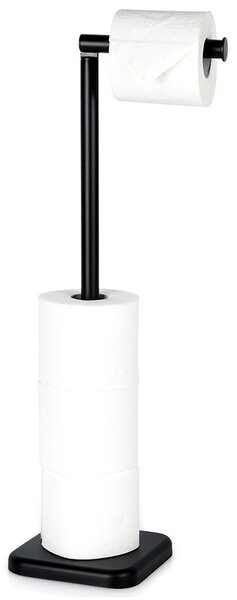 Suport de hârtie igienică Awwaline Vilde - cu depozitare rezerve, metalic, Negru, 15 x 56 cm
