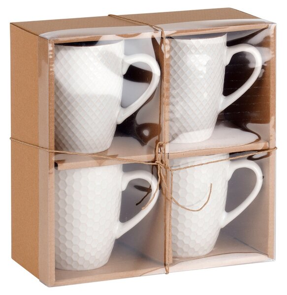 Set 4 căni ceramice albe Vilde - capacitate 400 ml, porțelan rezistent, design minimalist
