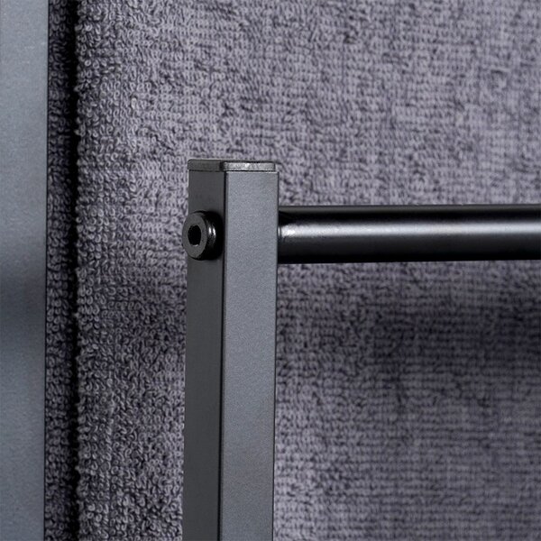 Suport pentru prosoape din metal vopsit electrostatic Vilde - 3 bare pentru uscare, construcție stabilă, Negru, 44 x 21 x 86 cm
