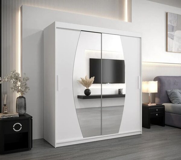 Dressing Cami, 140x60x200cm, cu oglinda, Alb, Pal 18 mm
