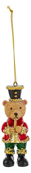 Decoratiune Craciun, Urs de agatat cu toba sau clopotel, 10 cm