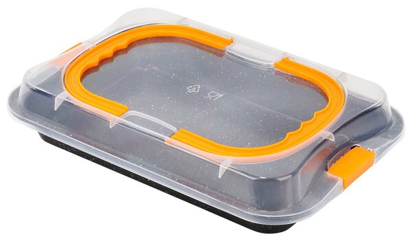 Tavă de copt antiaderentă cu mânere și capac detașabil Vilde - 36 x 23 x 4.5 cm, ideală pentru transport
