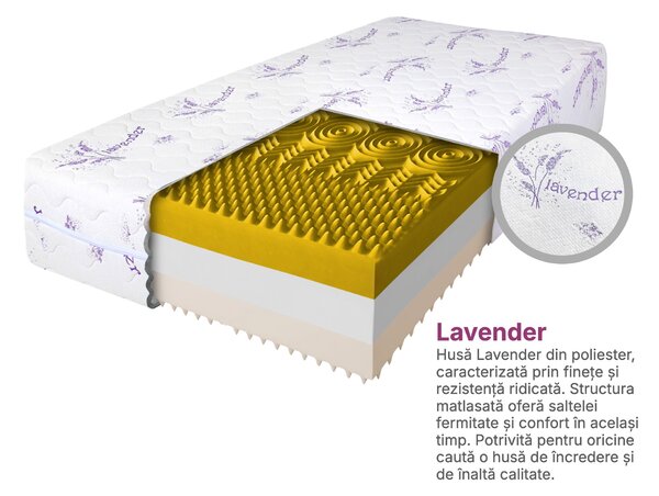Saltea înaltă din spumă Relax Premium 120x200x25 – husă Lavender