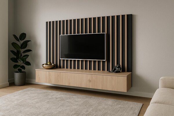 Mobilier living Vertic (negru + hikora jackson). 1097591