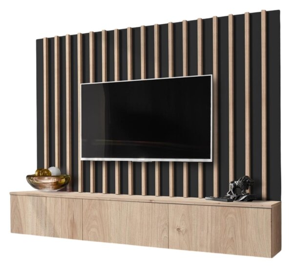 Mobilier living Vertic (negru + hikora jackson). 1097591