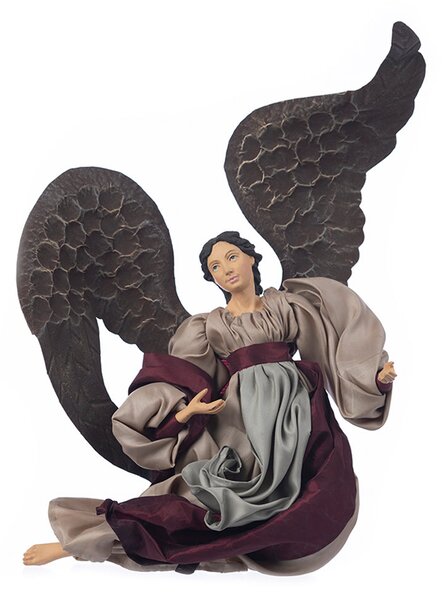 Decoratiune Craciun, Inger din ceramica de pus pe perete, crem-visiniu