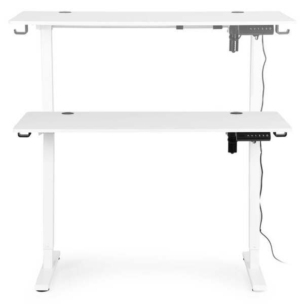 Masă de lucru electrică reglabilă pe înălțime cu picioare albe - 120 x 60 cm
