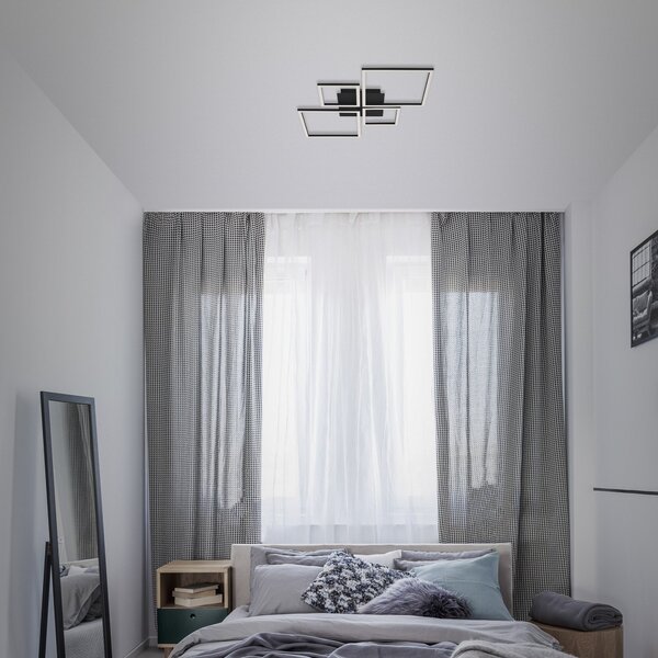 Briloner Cadru plafonieră LED, regl. trepte, neagră 4 surse, reglabil, Negru, Camera de zi / sufragerie, Metal, Modern, Plafon cu flacără multiplă