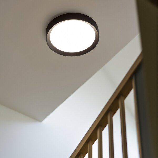 Linea Light Plafonieră LED Tara R, Ø 31,4 cm, negru, aluminiu, 3.000 K, Negru, Camera de zi / sufragerie, Aluminiu