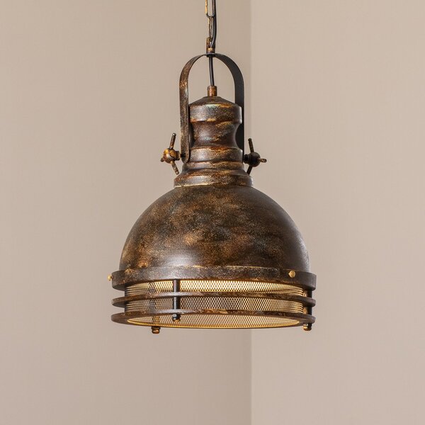 Opviq Lampă suspendată Saglam, 1 bec, alamă veche, Ø 30 cm, metal, reglabil, Bronz / Alamă Veche, Camera de zi / sufragerie, Metal, Vintage
