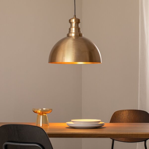 Opviq Lampă suspendată Berceste, auriu, metal, Ø 40 cm, E27, reglabil, Auriu / Alamă, Camera de zi / sufragerie, Metal, Modern