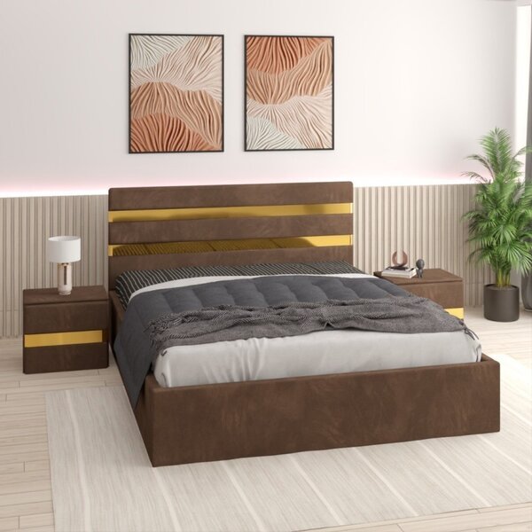 Pat Clio Maro cu Noptiere fara Saltea 140x200