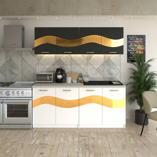 Bucatarie Armonia Gri cu Alb ( Gold ) 180 cm