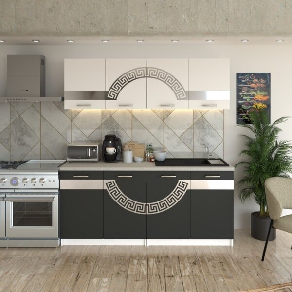 Bucatarie Verona Alb cu Gri ( Silver ) 180 cm