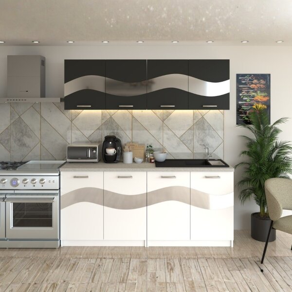 Bucatarie Armonia Gri cu Alb ( Silver ) 180 cm
