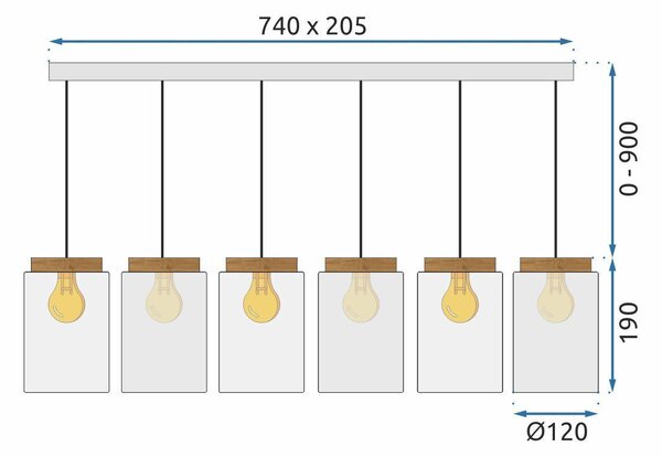Lampă suspendată APP1813-6CP Frosted Grey