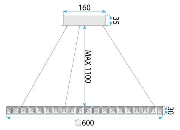 Lampa LED MS009-CP ROSE GOLD 59cm