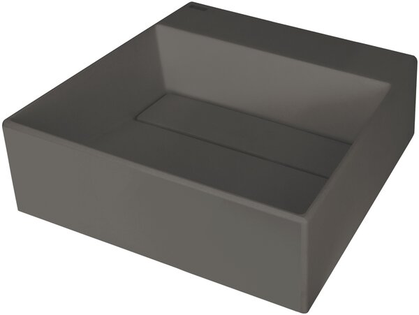 Lavoar de granit Deante Correo, cu blat, cu raft sub baterie și placă de acoperire 400x400x130 mm, antracit, CQR_TU4M