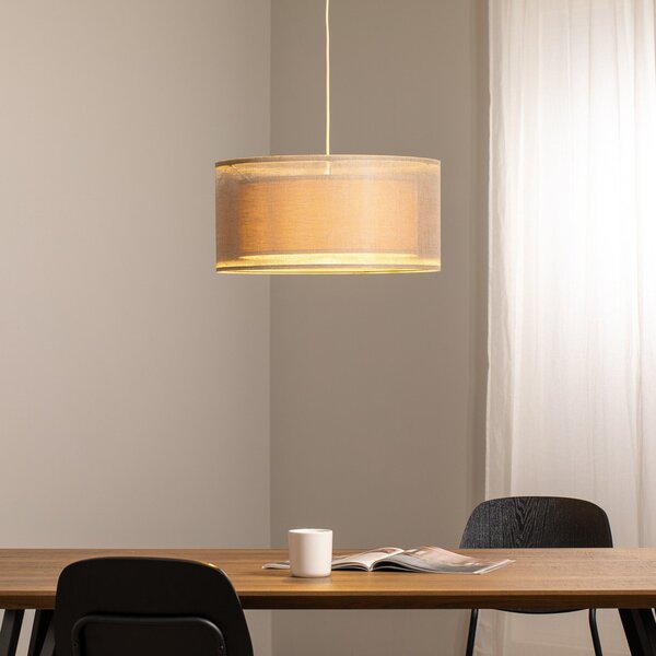 Maco Design Duo Den Light lampă suspendată, bej, Ø 50 cm, in, PVC, reglabil, Bej, Camera de zi / sufragerie, Țesătură / Textil