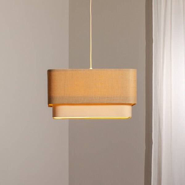 Maco Design Kwadro Duo lampă suspendată, crem/bej, 50x50cm, iută/lin, reglabil, Bej, Camera de zi / sufragerie, Țesătură / Textil