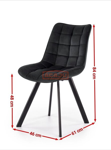 Scaun K332, galben mustar/negru, stofa catifelata/metal, 46X61X84 CM