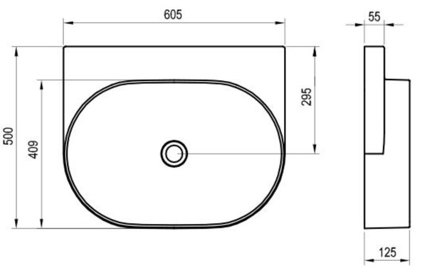 Ravak Yard lavoar 60.5x50 cm semicircular clasică-mobilier alb luciu XJX01060000