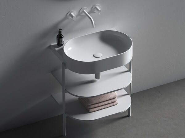 Ravak Yard lavoar 60.5x50 cm semicircular clasică-mobilier alb luciu XJX01060000