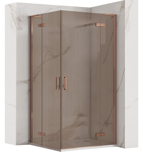 Cabină de duș Rea Hugo Double cu 2 aripi 80 (ușă) x 80 (ușă) x 200 cm, sticlă gri 6 mm, profil cupru, KPL-K6971