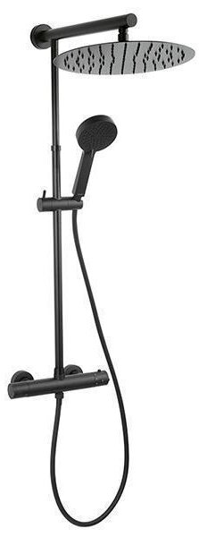 Coloana dus cu baterie si termostat, Ferro, Trevi Black, negru mat