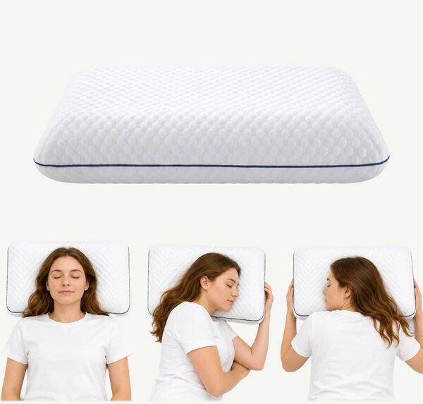 RESIGILAT- Perna ortopedica cervicala memory foam AERO-SAN, Alb