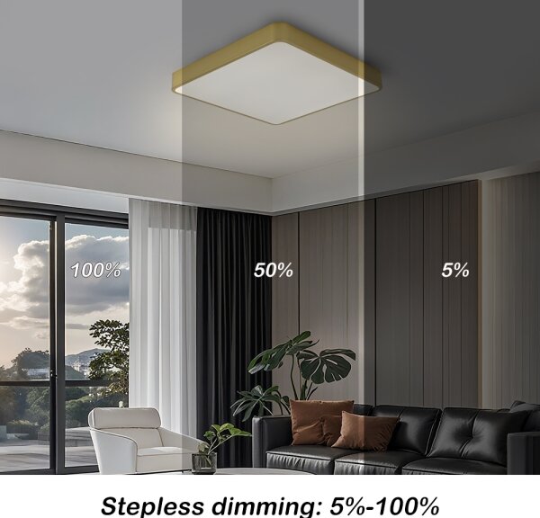 Brilagi-LED Plafonieră LED dimabilă POOL 48W/230V 3000-6000K 50x50 cm aurie + telecomandă