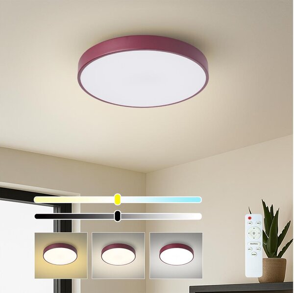 Brilagi LED Plafonieră dimerizabilă POOL LED/36W/230V 3000-6000K 30 cm bordo + telecomandă