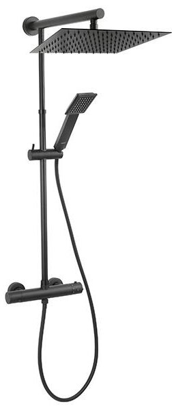 Coloana dus cu baterie si termostat, Ferro, Trevi Square Black, negru