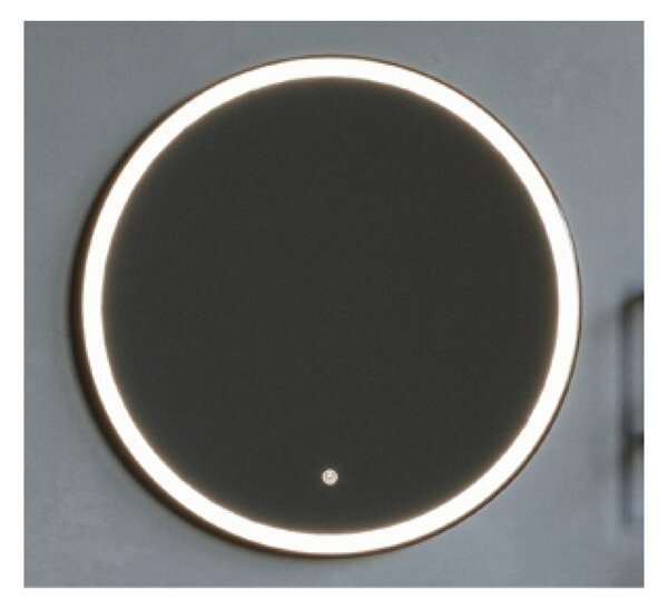 Oglindă Fluminia, Black-Boy-60, rotundă, iluminare LED și dezaburire, ramă neagră