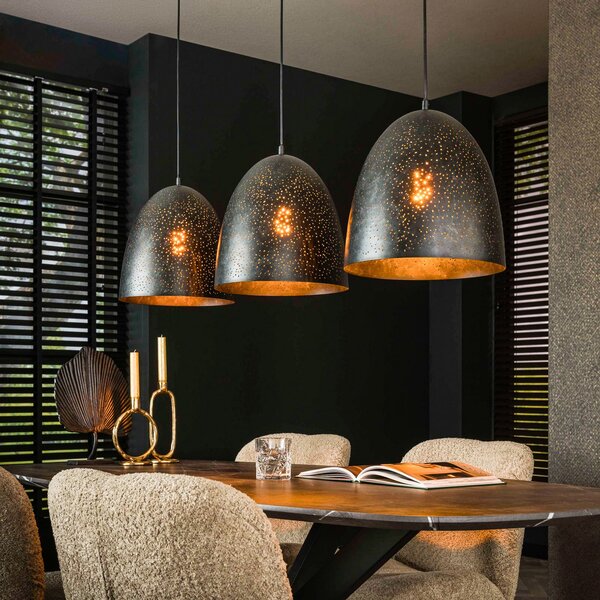 Zijlstra Lampă suspendată Kosmos, negru, metal, cu 3 becuri, E27, 120 cm, reglabil, Negru, Camera de zi / sufragerie, Metal, Casă de țară / Rustic