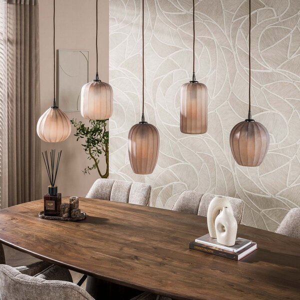 Zijlstra Lampa suspendată Altura, cu 5 becuri, 125 cm, maro, sticlă, E27,, reglabil, Bej, Camera de zi / sufragerie, Sticlă, Scandinavă