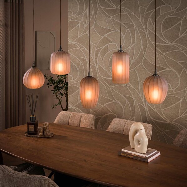 Zijlstra Lampa suspendată Altura, cu 5 becuri, 125 cm, maro, sticlă, E27,, reglabil, Bej, Camera de zi / sufragerie, Sticlă, Scandinavă