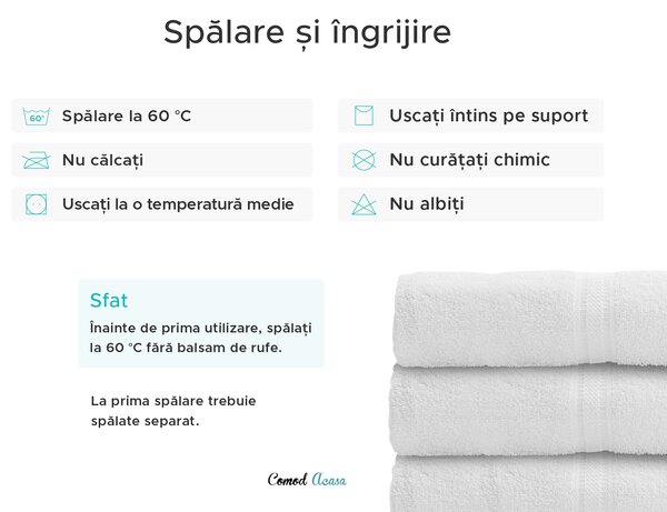 Prosop BIBAZ 50x100 cm, gri deschis 100% bumbac