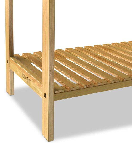 Suport pentru prosoape din bambus RUBBY cu bare metalice și raft, 51x31x85 cm, maro/argintiu Casaria