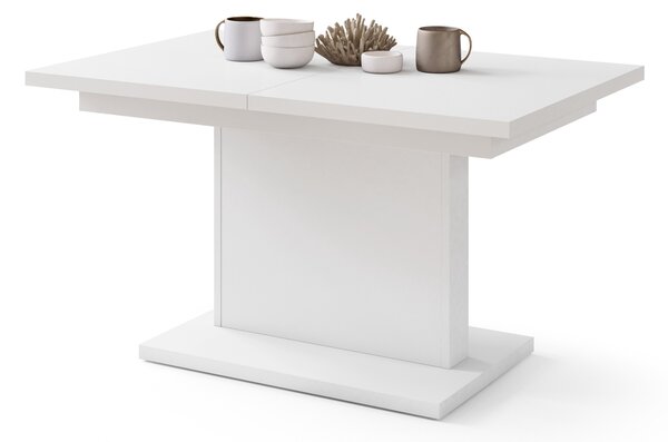 Mazzoni ASTON MINI Alb Mat - MĂSUȚĂ DE CAFEA MODERNĂ EXTENSIBILĂ REGLABILĂ PE ÎNĂLȚIME MASĂ TRANSFORMABILĂ
