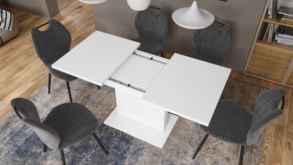 Mazzoni ASTON MINI Alb Mat - MĂSUȚĂ DE CAFEA MODERNĂ EXTENSIBILĂ REGLABILĂ PE ÎNĂLȚIME MASĂ TRANSFORMABILĂ