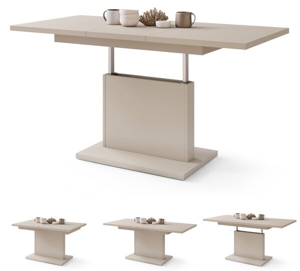 Mazzoni ASTON MINI Bej (Șampanie) - MĂSUȚĂ DE CAFEA MODERNĂ EXTENSIBILĂ REGLABILĂ PE ÎNĂLȚIME MASĂ TRANSFORMABILĂ