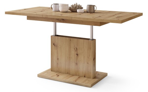 Mazzoni ASTON MINI Stejar Artisan - MĂSUȚĂ DE CAFEA MODERNĂ EXTENSIBILĂ REGLABILĂ PE ÎNĂLȚIME MASĂ TRANSFORMABILĂ