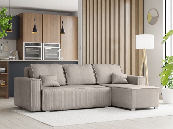 Canapea colt extensibila SMART COSARO bej, cu colt bilateral + 2 perne CADOU
