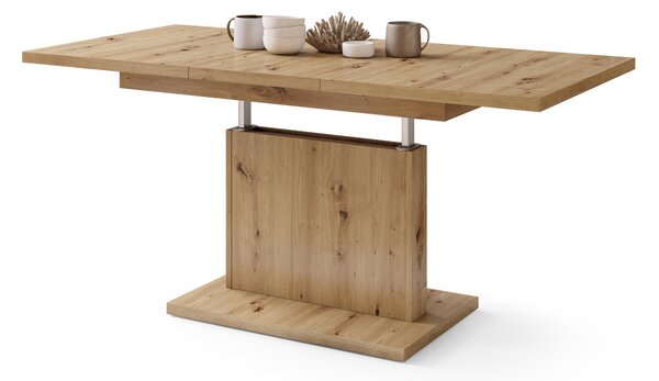 Mazzoni ASTON MINI Stejar Artisan - MĂSUȚĂ DE CAFEA MODERNĂ EXTENSIBILĂ REGLABILĂ PE ÎNĂLȚIME MASĂ TRANSFORMABILĂ