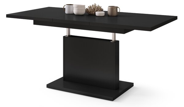 Mazzoni ASTON MINI Negru Mat - MĂSUȚĂ DE CAFEA MODERNĂ EXTENSIBILĂ REGLABILĂ PE ÎNĂLȚIME MASĂ TRANSFORMABILĂ