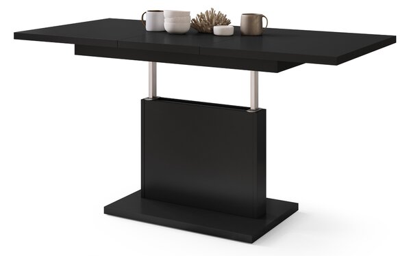 Mazzoni ASTON MINI Negru Mat - MĂSUȚĂ DE CAFEA MODERNĂ EXTENSIBILĂ REGLABILĂ PE ÎNĂLȚIME MASĂ TRANSFORMABILĂ