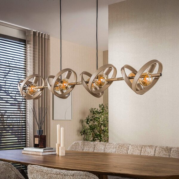 Zijlstra Lampă suspendată Hover, bej, metal, cu 8 becuri, E27, 160 cm, reglabil, Bej, Camera de zi / sufragerie, Metal, Scandinavă
